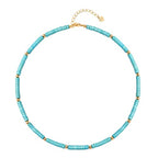 CANEVINKA Bohemian Beaded Choker Necklace 18K Gold Plated Bead Pendant Necklace Vintage Handmade Jewelry for Women - style: gold bead