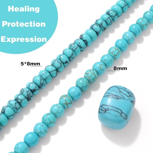 Raicegs 100pcs 8mm Turquoise Beads Natural Gemstone Beads Round Loose Beads for Jewelry Making DIY Bracelets Necklace - color: Turquoise, size: 8mm Round