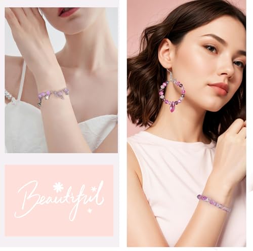 1000pcs Glass Beads for Jewelry Making Colorful Rainbow Craft Crystal Beads with Loose Beads Sparkly Beads for DIY Necklace Bracelet Earring(Purple) - color: Purple