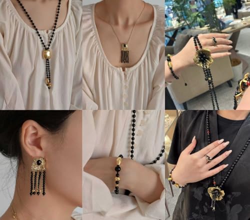 200PCS 8mm Glass Beads for Jewelry Making Soild Black Round Loose Beads for Bracelets DIY Crafts (Black) - color: Black