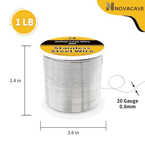 20 Gauge Stainless Steel Wire (370Ft 0.8MM), 1lb Spool, for Jewelry Making - size: 0.8 MM