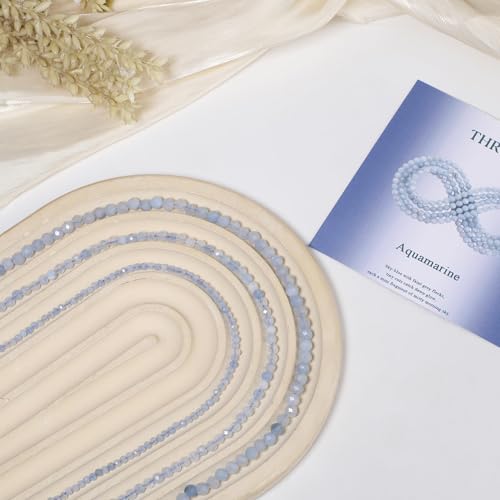 Natural Aquamarine Beads, 3mm 120pcs Small Round Faceted Loose Gemstones for DIY Jewelry Making, Handmade Bracelet and Necklace Crafting, with Size Card - color: Aquamarine, size: 3mm