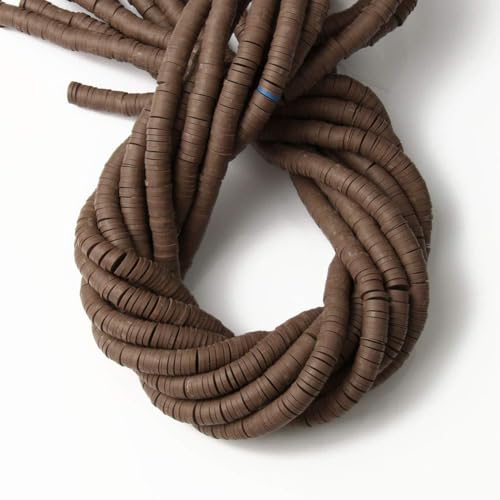 3600 pcs Coffee Clay Beads for Bracelets Making, 10 Strands Flat Round Polymer Clay Beads 6mm Spacer Heishi Beads for Jewelry Making Earring Necklace - color: Coffee