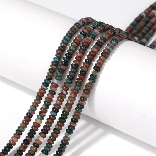 1 Strand 2x4mm Rondelle Beads for Jewelry Making Natural Stone Beads Loose Flat Spacer Abacus Gemstone Bead for Bracelet Necklace Crafts India Agate - color: India Agate, size: 2x4