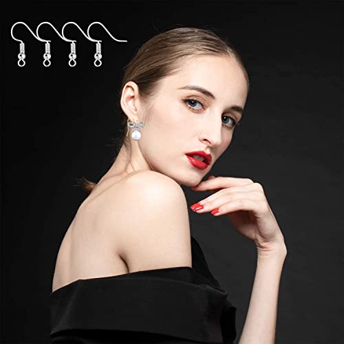 Bylion 400 Pieces Stainless Steel Earring Hooks, Fish Hooks, French Wire Hooks, Coil and Ball Style Nickel-Free Ear Wires for Jewelry Making, Silver - color: Silver