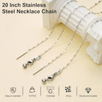 Crisjanggo 10 Pack Stainless Steel Dainty Lip Chain Adjustable Charm Necklace Bulk with Rubber Stopper for Jewelry Making - color: Silver Lip