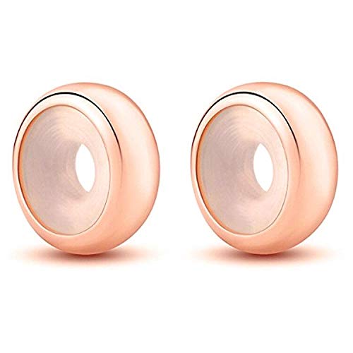 Clip Stopper Charms Sterling Silver Rondelle Spacer Bead Charm Stopper Charm for Pandora Charm Bracelets - color: Rose Gold-Plated ( 2 pcs)