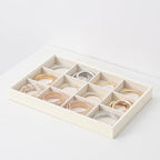 Stackable Jewelry Organizer Tray For Drawers,White Leather Small Earring Storage Tray,Bracelet And Necklace Display Box,Jewelry Ring Display Case (12 Grids) - style: 12 Grids