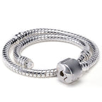RUBYCA 5pcs 6.7" White Silver Plated Clasp European Snake Chain Charm Bracelet fit Charm Beads DIY - color: White Silver, size: 17 CM
