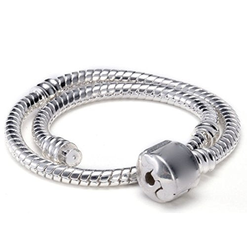 RUBYCA 5pcs 7.1" White Silver Plated Clasp European Snake Chain Charm Bracelet fit Charm Beads DIY - color: White Silver, size: 18 CM