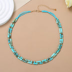 Elisheva Natural Stone Choker Necklace for Women, Boho Natural Emperor Jasper Stone Lace Agate Beaded Crystal Necklace, Gemstone Jewelry Gift for Her - style: 2 layered blue emperor stone