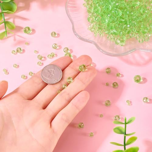 4 Strands Faceted Glass Beads Crystal 3/4/6/8mm Rondelle Transparent Glass Loose Spacer Beads for DIY Bracelet Necklace Wristband Keychain Jewelry Craft Making, Pale Green - color: 3/4/6/8mm-Pale Green