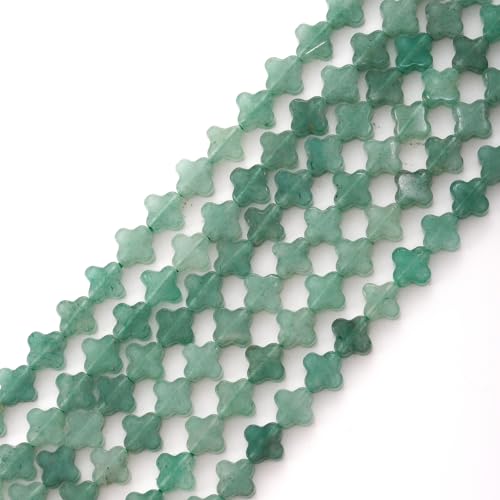 8mm Natural Green Aventurine Gemstone Faceted Clovers Beads Four-Leaf Spacer Loose Beads for DIY Jewelry Making Beads - color: Green Aventurine