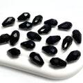 40 PCS 10x15mm Teardrop Crystal Glass Beads Faceted Shape Vertical Hole Loose Glass Beads DIY Handcrafte Bracelet Necklace Earring Jewelry Making(Black) - color: Black, size: 10x15mm