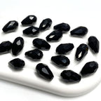 40 PCS 10x15mm Teardrop Crystal Glass Beads Faceted Shape Vertical Hole Loose Glass Beads DIY Handcrafte Bracelet Necklace Earring Jewelry Making(Black) - color: Black, size: 10x15mm