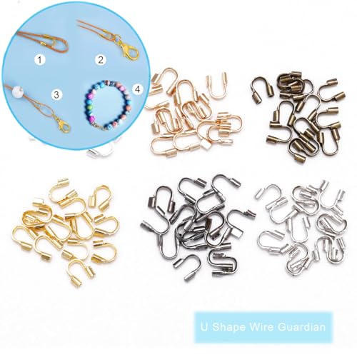 1400 Pieces Brass Tube Crimp Beads Wire Guardians Crimp Bead Knot Covers Bead Tips Knot Covers for DIY Bracelets Necklaces Jewelry Making Crafts Supplies(Bronze) - color: Bronze