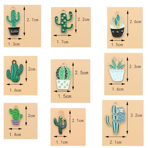 Bulk Gold Enamel Charms for Jewelry Making, Colorful Metal Charms Pendant for Bracelet Necklace and Crafting - color: Cactus Green