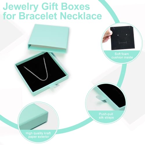 4 Pcs Jewelry Gift Box, 3.5×3.5x0.7Inch Cardboard Jewelry Boxes, Fancy Necklace Bracelet Earring Drawer Organizer Box, Kraft Empty Jewellery Boxes for Necklace Ring Earring Display Box(Blue) - color: Blue
