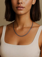 Jewlpire 3mm Flat Link Chain 18K Gold Plated/Black/Silver Chain Necklace for Women, Non-Fading Women's Chains Necklace 16 18 20 22 24 26 Inch - color: 03 - 3mm Black, size: 24 Inches