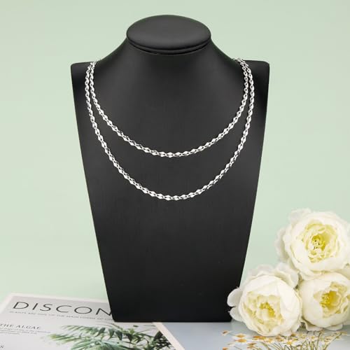 KYUNHOO 5 Meters Thin Cable Link Jewelry Making Chains Spool Silver Plated Copper Chains with Lobster Clasps Jump Rings for Crafts DIY Finding Supplies - color: Lip Silver
