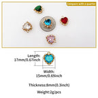 Crystal Zirconia Gold Plated Brass Charms for Jewelry Making Bracelet Necklace Earring Pendant Craft Supplies DIY Accessories - color: HeartA-Blue-5Pcs