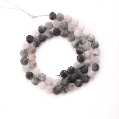 6mm Faceted Natural Cloud Crystal Stone Beads Coin Disc Gemstone Spacer Beads for Jewelry Making DIY Bracelet Necklace - color: Cloud Crystal