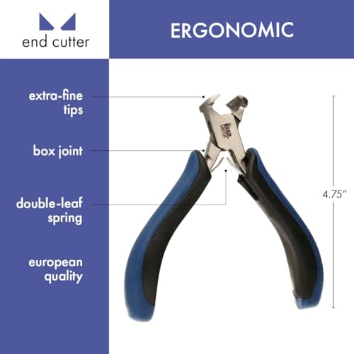 The Beadsmith Ergonomic End Cutter Tool – 5 inches (127mm) – Comfortable Ergonomic Grip, Double-Leaf Springs & Polished Steel Head – Extra-Fine Tips Precision to Medium Level Work - style: End Cutter