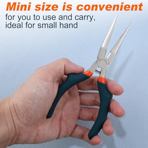 SPEEDWOX Needle Nose Pliers for Jewelry Making with Wire Cutter Serrated Jaws Convex Shoulders Pliers for Bending Wire and Small Object Gripping - style: Needle Nose Pliers With Cutter