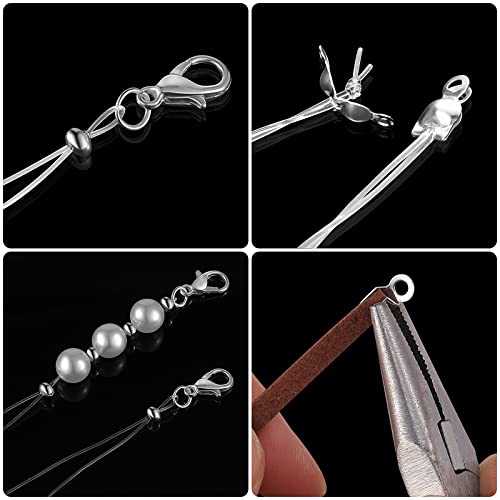 880 Pieces Jewelry Making Accessories Set Include 80 Lobster Clasps 200 Bead Knot Covers 200 Crimp Cover 200 Crimp End Tip and 200 Jump Ring Connectors for DIY Crafts Bracelet Jewelry Supplies, Silver