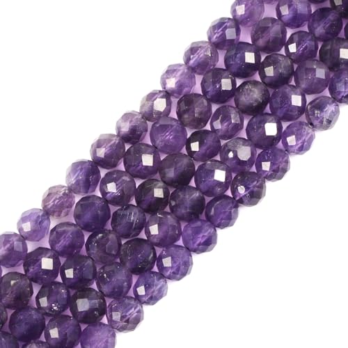 6mm Amethyst Faceted Gemstone Round Loose Beads Strand 15.5-16" DIY Jewelry Making - color: Amethyst
