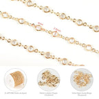 KYUNHOO 16.4 Feet Jewelry Making Supplies Set Gold Plated Brass Chain for Jewelry Craft Making Clear Beaded Necklace Chains Roll with Jump Rings Lobster Clasps - color: Clear Beaed-Gold