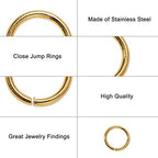 DanLingJewelry 500 pcs 304 Stainless Steel 25 Gauge Open Jump Rings 4mm for Jewelry Making Connectors Jewelry Finding Golden Color - color: 500 pcs - ф4mm δ 0.5mm - Golden