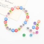 100pcs Football Polymer Clay Spacer Beads for Women Jewelry Making DIY Bracelet Necklace Hair Clip Accessories (Football) - color: Football