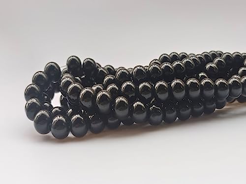 Glass Beads 6mm 140pcs Round Smooth Loose Beads for Bracelet Necklace Jewelry Making Craft DIY（6mm, 50607 Black） - color: Black, size: 6mm