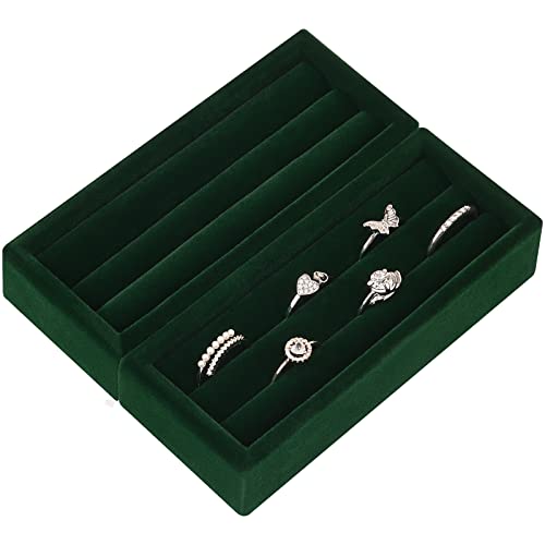 Small Jewelry Tray-Ring Organizer 2PCS Premium Velvet Rings Earrings Display Tray Storage Insert Holder for Jewelry Box, Drawer, Dresser (3 Slots, Green) - color: Green, size: 3 Slots