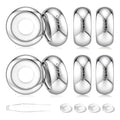 GW Stopper Charms 925 Sterling Silver Round Rondelle Spacer Beads with Exquisite Velvet Bag for Charm Bracelets for Women - color: Silver-8PCS