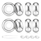 GW Stopper Charms 925 Sterling Silver Round Rondelle Spacer Beads with Exquisite Velvet Bag for Charm Bracelets for Women - color: Silver-8PCS