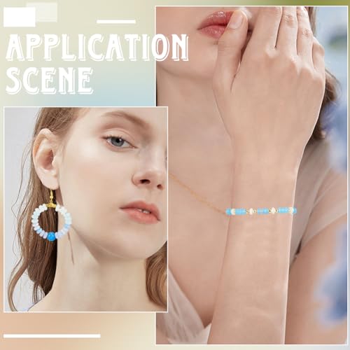 SUNNYCLUE 1 Box 400Pcs 6mm Abacus Beads Flat Round Glass Beads Bulk Small Cute Blue Transparent White Crystal Rondelle Loose Spacers for Bracelet Making Jewelry Necklace Crafts DIY Supplies Women - color: Blue