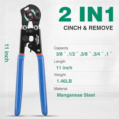 2 IN 1 Ratchet Pex Crimping Tool Pliers Cinch and Remove Combo Function Professional Pex Crimper Long Handle Pex Pinch Tool Pex Pipe Crimp Tool for 3/8" to 1" Stainless Steel Clamps in Plastic Box - style: 2pcs Pex Tool with Box