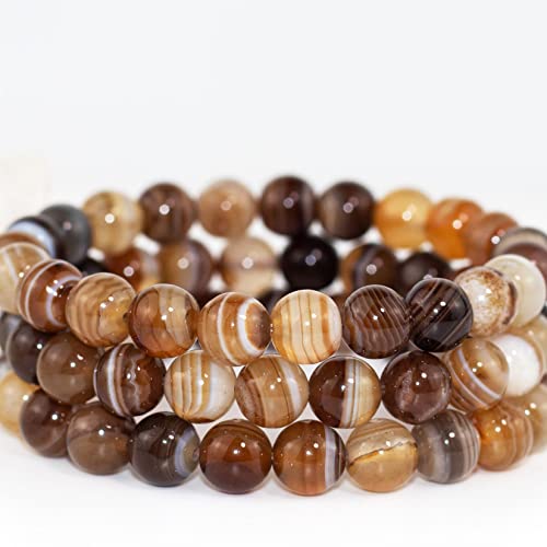 8mm Natural Gemstone Stretch Bracelet, Handmade Unisex Crystal Bracelets for Meditation, Yoga, Spiritual Healing & Positive Energy - color: Botswana Agate