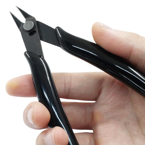 Murtenze 3 Pack 170ii Wire Flush Snips Micro Wire Cutters, Blue Nippers Diagonal Cutters 3D Printer Filament Pliers Tool for Cutting Electronics,Wires(5 Inch, Black) - color: Black
