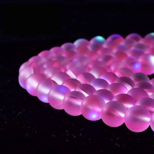 60PCS 6mm Natural Pinkish Mystic Aura Quartz Gemstone Frosted Matte Titanium Round Loose Spacer Beads 15 inch Full Strand Crystal Healing Power Quartz - color: Pink Mystic Aura, size: 6mm