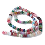 115pcs/strand Dyed Natural Jade Rondelle Beads, 4x2mm Faceted Crystal Stone Smooth Loose Spacer Beads for Jewelry Making Bracelets Earrings DIY Beading Craft Supplies, Mixed Color - color: Mixed Color