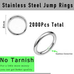 2000 Pieces Stainless Steel Jump Rings for Jewelry Making, 4 Sizes 4-7mm, 18 Gauge Thickness, Silver (8mm) - color: 8mm