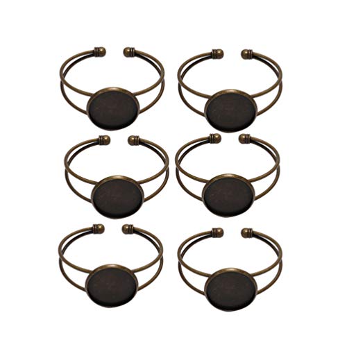 EXCEART Adjustable Bracelet Bottom Holder 2X2 Inch Round Metal Bezel Tray for Diy Jewelry Making Crafts Custom Wrist Chains Set of 6 - color: bronze, size: 5*2cm