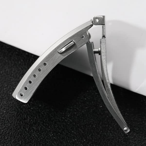 watchdives Watch Buckle 16mm/18mm/20mm/22mm Fold Safety Milled Clasp Replacement Stainless Steel Watchband Clasp (Silver, 16mm) - color: Silver, size: 16mm