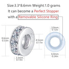 Clip Stopper Charms Sterling Silver Rondelle Spacer Bead Charm Stopper Charm for Pandora Charm Bracelets - color: White（1pcs）