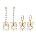 Crystal Zirconia Gold Plated Brass Charms for Jewelry Making Bracelet Necklace Earring Pendant Craft Supplies DIY Accessories - color: Butterfly-White-5Pcs