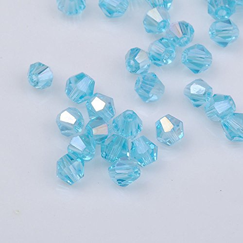 DIY 4mm 1000Pcs Bulk Faceted Bicone Crystal Glass Beads with Container Box Beads for Making Jewelry (Sky Blue) - color: Sky blue