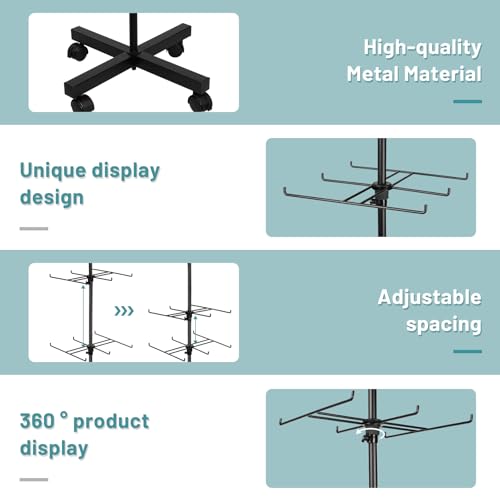 Flenpptly Retail Display Stand Rotating Display Stand 4 Tier Spinning Display Stand for Craft Shows, Jewelry, Keychain, Earring Adjustable Height Retail Display Racks (Black) - color: 4-Tier Black